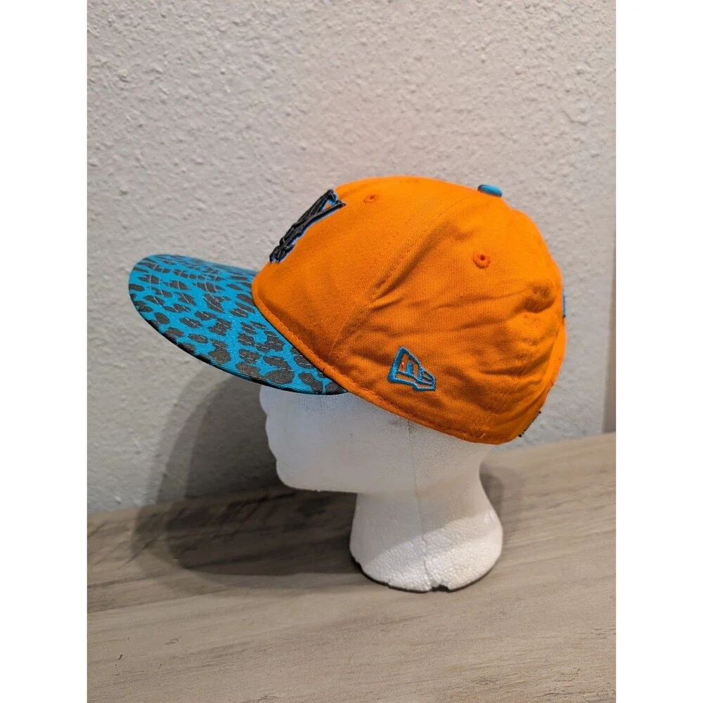Hurley New Era 9FIFTY Youth Snapback Hat Orange Blue Leopard Print Flat Bill